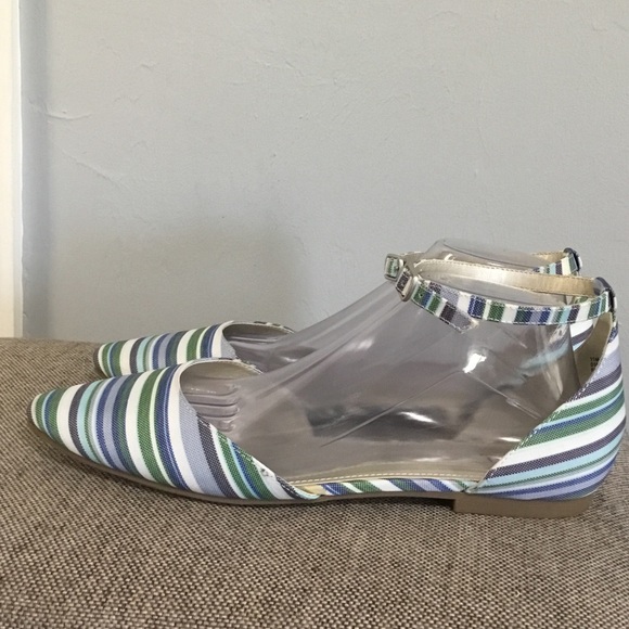 a.n.a. Anna Darell blue, white & green striped flats, size 11M - Picture 4 of 12